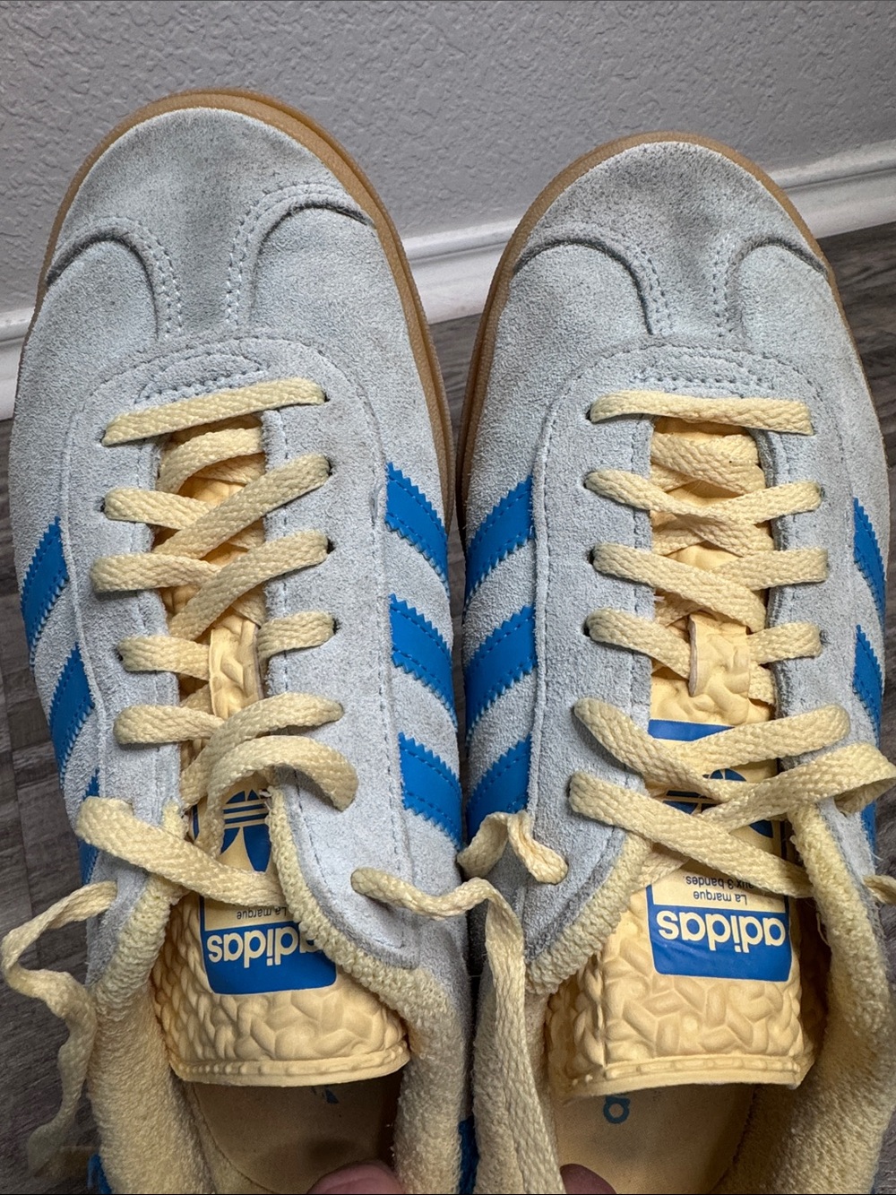 Adidas Gazelle Bold Sneakers Almost Blue Yellow Size 7 - Picture 6 of 10
